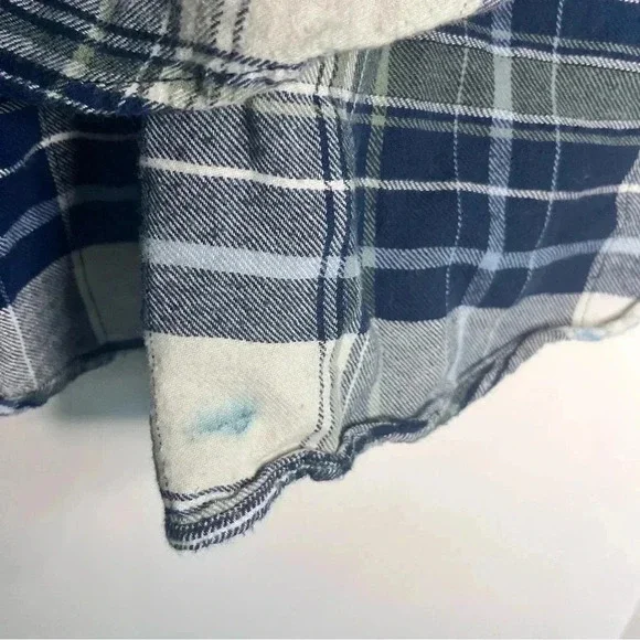 Vintage Gap Flannel Shirt Long Sleeve Button Down Pocket Blue & Green Plaid L - Picture 5 of 7